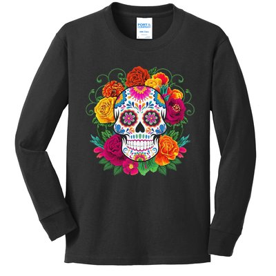 Dia De Los Muertos Costume Day Of The Dead Sugar Skull Gift Kids Long Sleeve Shirt