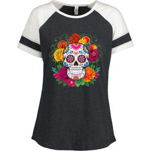 Dia De Los Muertos Costume Day Of The Dead Sugar Skull Gift Enza Ladies Jersey Colorblock Tee