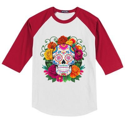 Dia De Los Muertos Costume Day Of The Dead Sugar Skull Gift Kids Colorblock Raglan Jersey