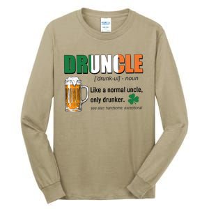 Druncle Definition Like A Normal Uncle Only Drunker St Patrick's Day Tall Long Sleeve T-Shirt