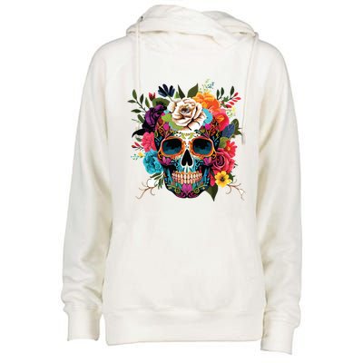 Dia De Los Muertos Costume Of Dead Sugar Skull Womens Funnel Neck Pullover Hood
