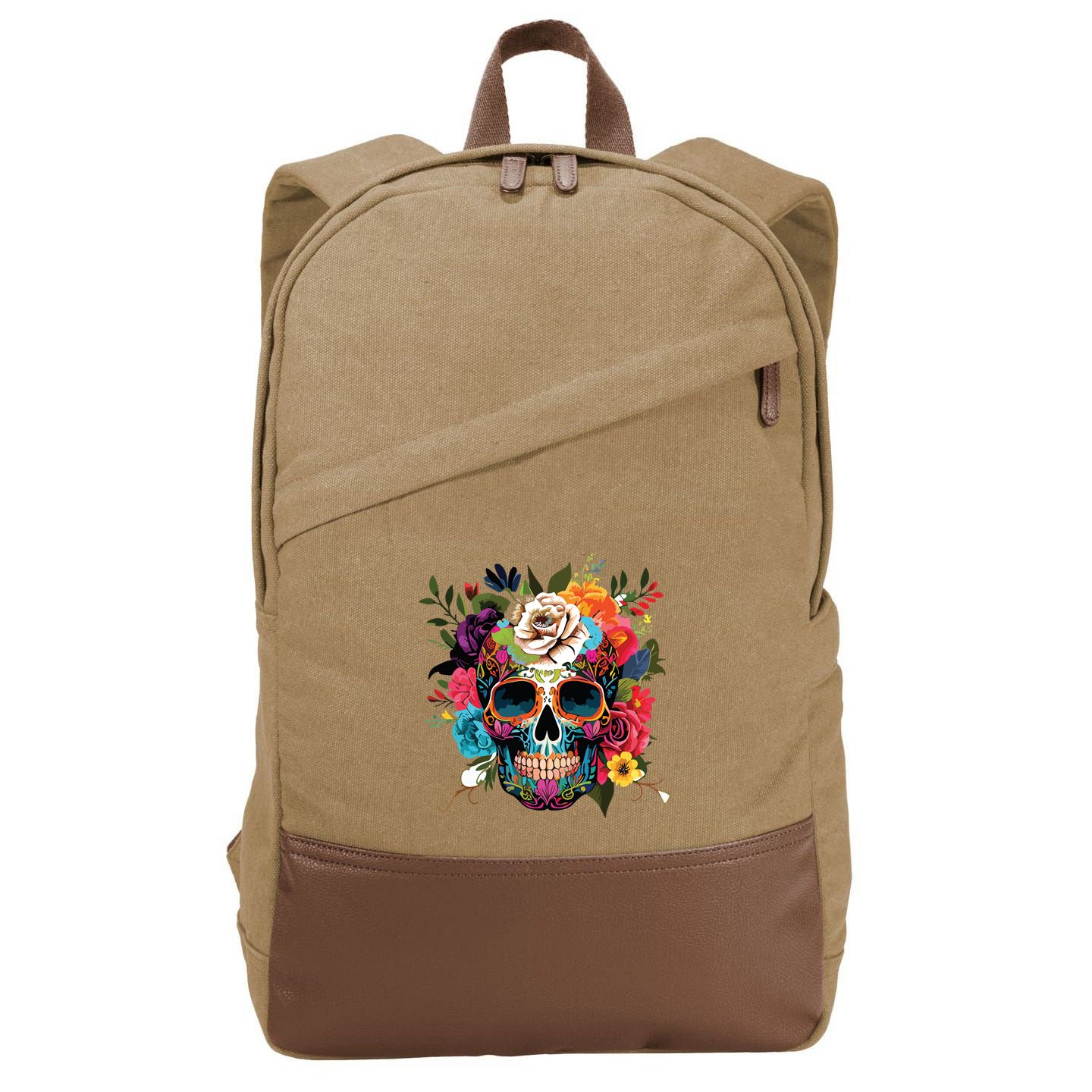 Dia De Los Muertos Costume Of Dead Sugar Skull Cotton Canvas Backpack