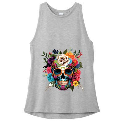 Dia De Los Muertos Costume Of Dead Sugar Skull Ladies PosiCharge Tri-Blend Wicking Tank