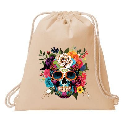 Dia De Los Muertos Costume Of Dead Sugar Skull Drawstring Bag