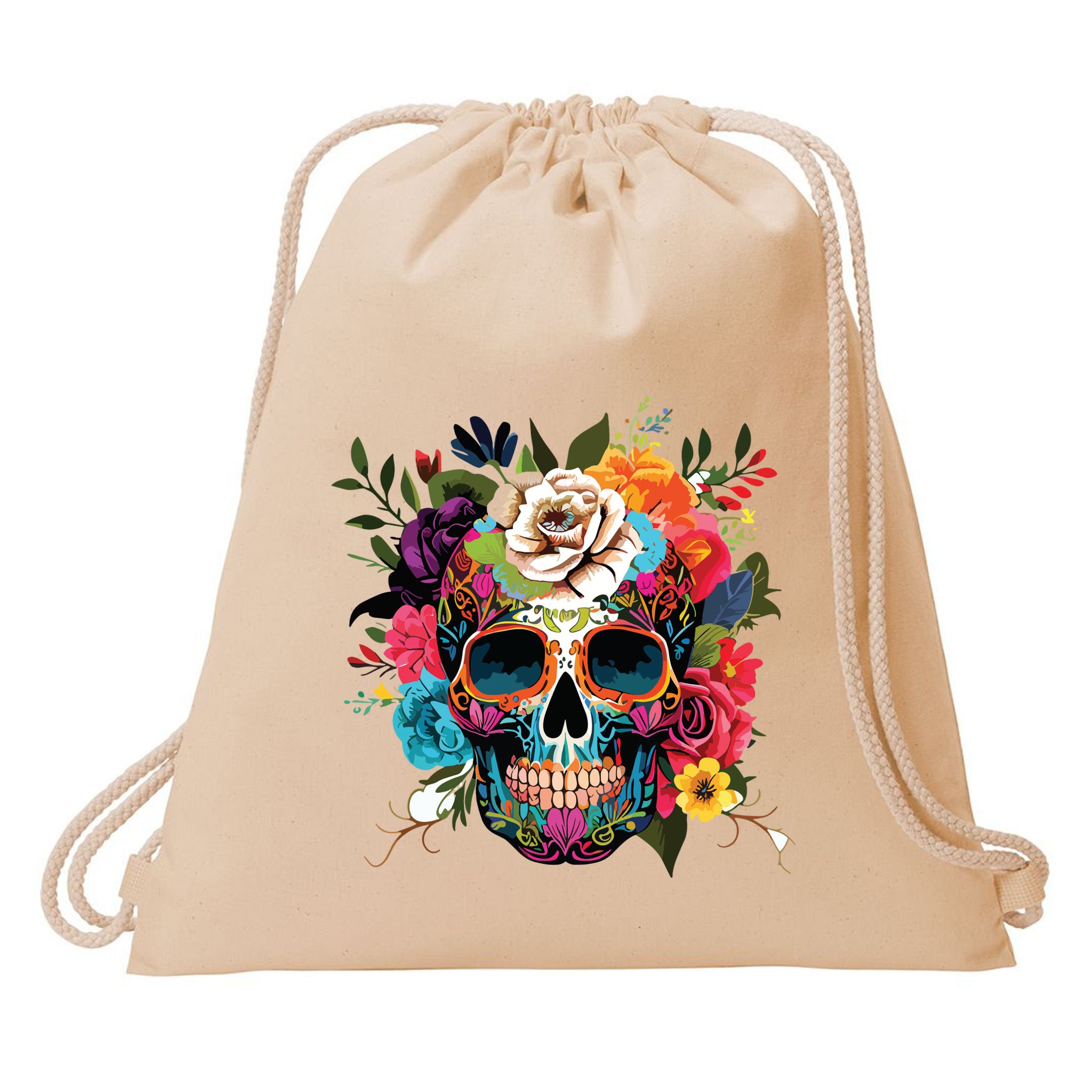 Dia De Los Muertos Costume Of Dead Sugar Skull Drawstring Bag