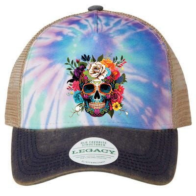 Dia De Los Muertos Costume Of Dead Sugar Skull Legacy Tie Dye Trucker Hat