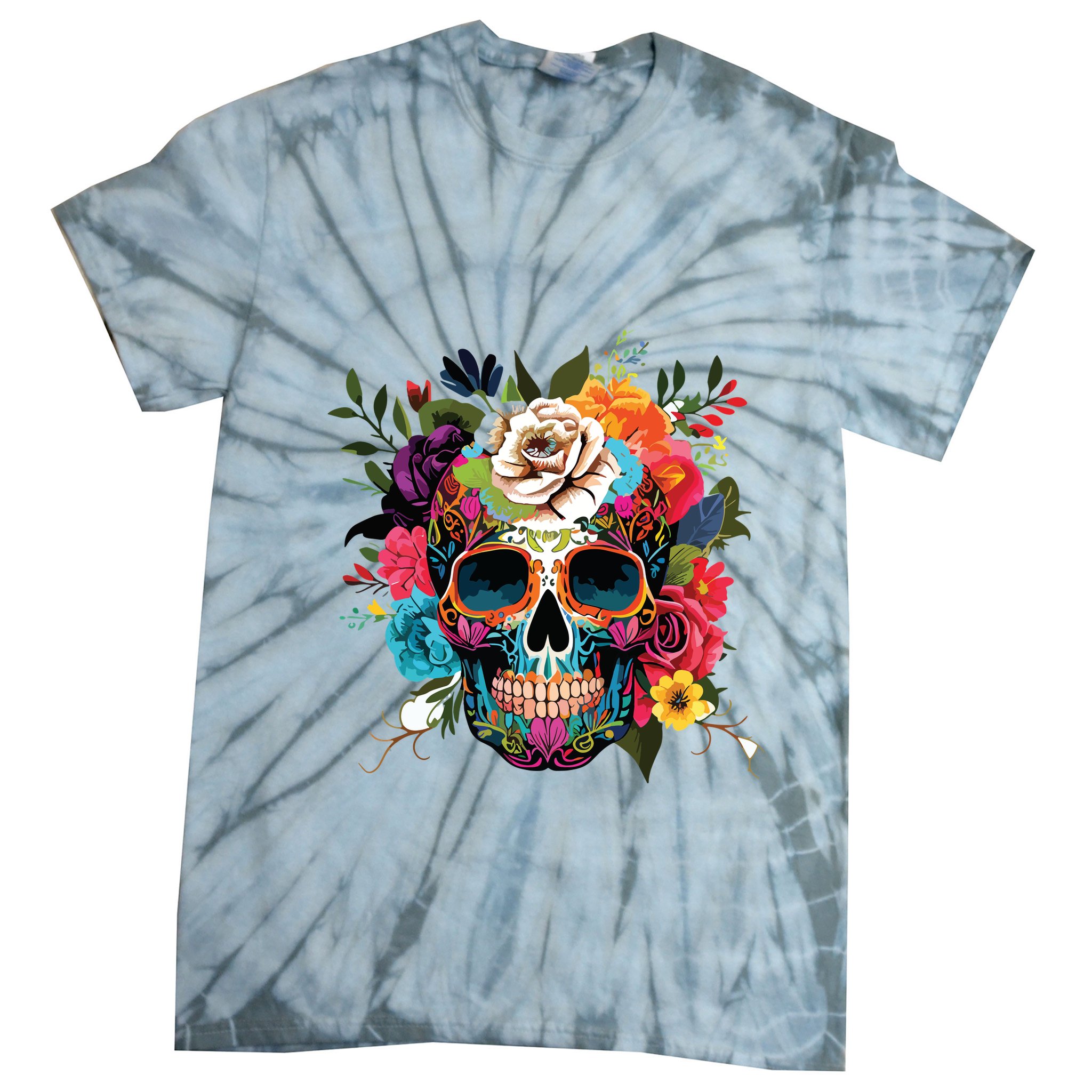 Dia De Los Muertos Costume Of Dead Sugar Skull Tie-Dye T-Shirt