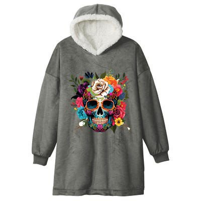 Dia De Los Muertos Costume Of Dead Sugar Skull Hooded Wearable Blanket