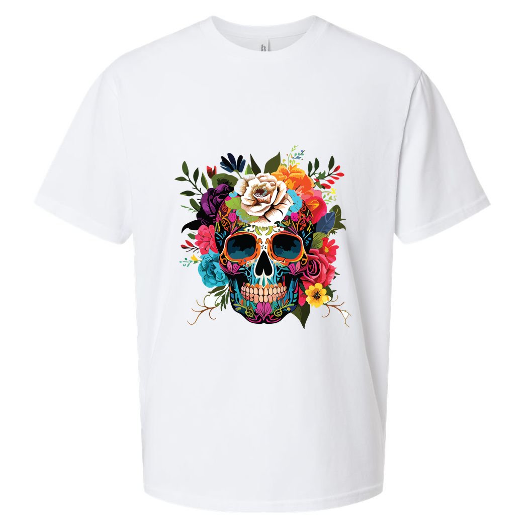 Dia De Los Muertos Costume Of Dead Sugar Skull Sueded Cloud Jersey T-Shirt