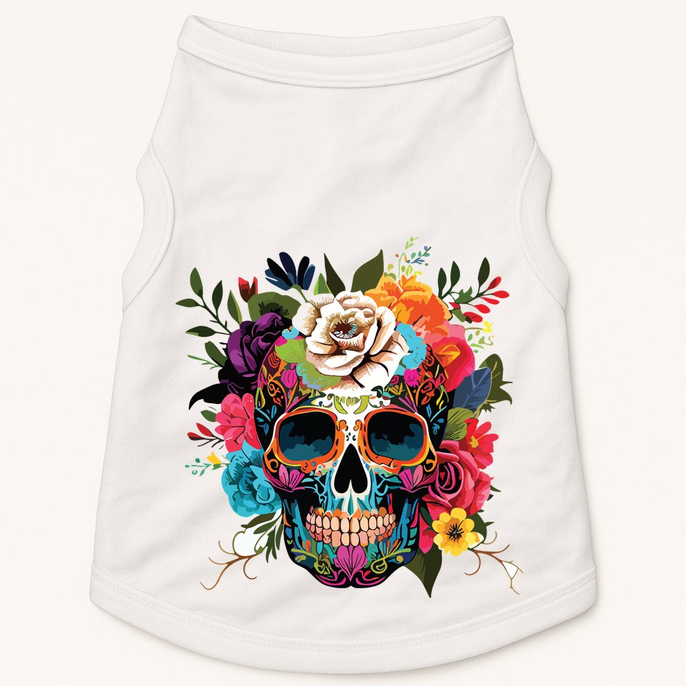 Dia De Los Muertos Costume Of Dead Sugar Skull Doggie Tank