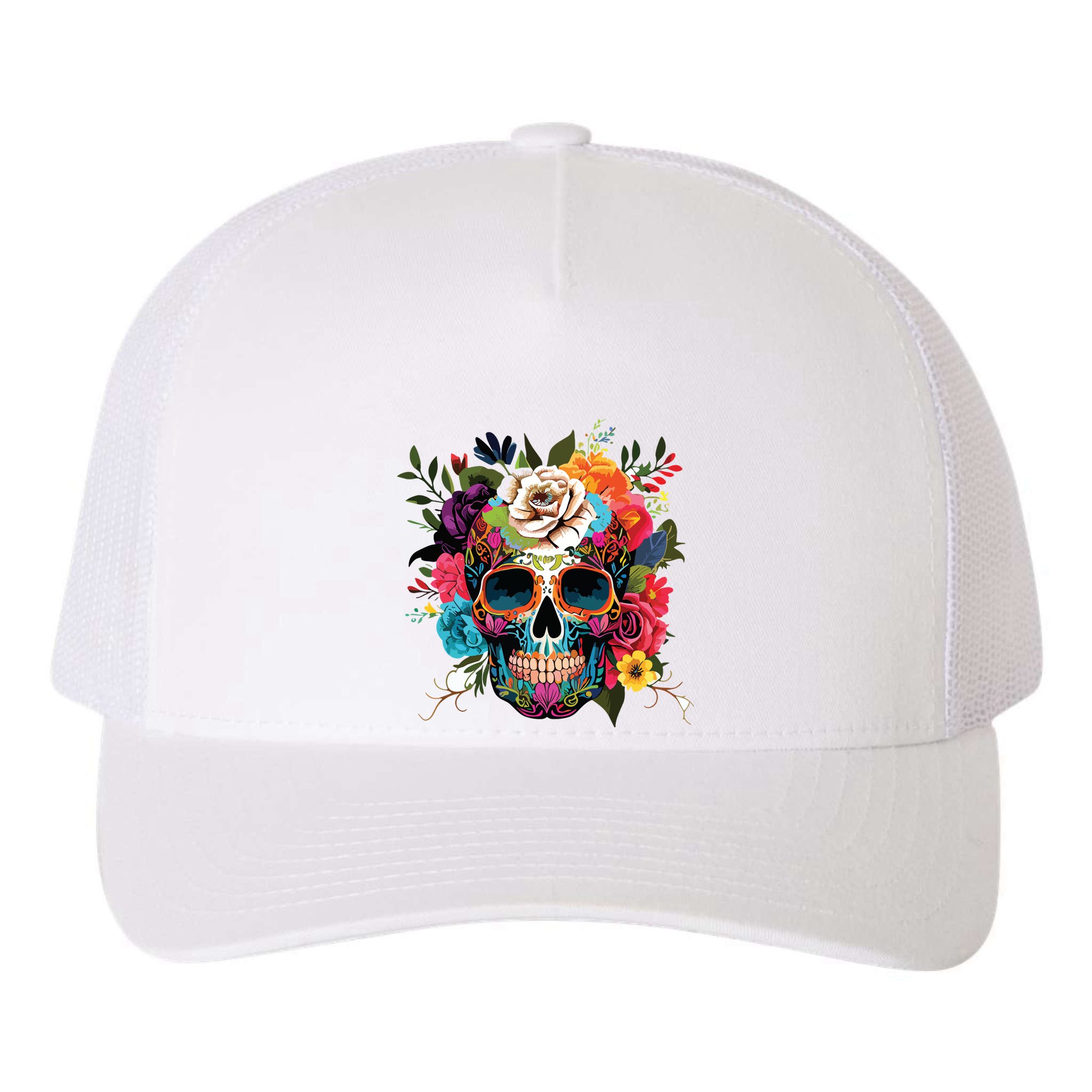 Dia De Los Muertos Costume Of Dead Sugar Skull Yupoong Adult 5-Panel Trucker Hat
