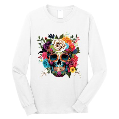 Dia De Los Muertos Costume Of Dead Sugar Skull Long Sleeve Shirt