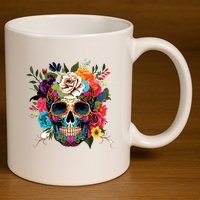 Dia De Los Muertos Costume Of Dead Sugar Skull 11oz C Handle Ceramic Mug
