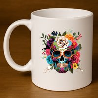 Dia De Los Muertos Costume Of Dead Sugar Skull 11oz C Handle Ceramic Mug