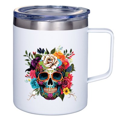Dia De Los Muertos Costume Of Dead Sugar Skull 12oz Stainless Steel Coffee Mug