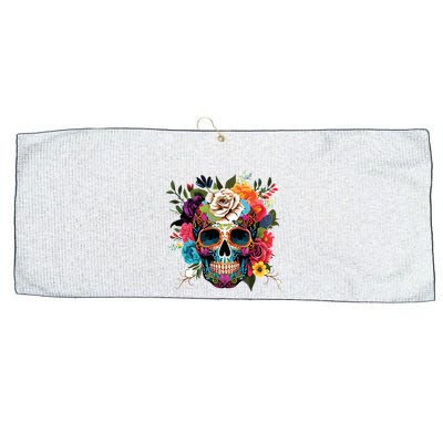 Dia De Los Muertos Costume Of Dead Sugar Skull Large Microfiber Waffle Golf Towel