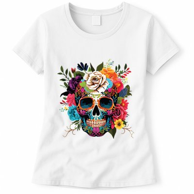 Dia De Los Muertos Costume Of Dead Sugar Skull Womens T-Shirt