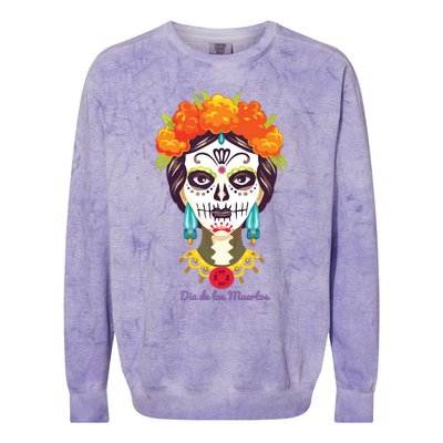 Da De Los Muertos Mexican Day Of Dead Colorblast Crewneck Sweatshirt