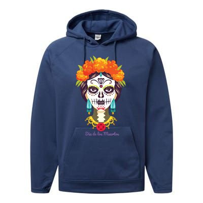 Da De Los Muertos Mexican Day Of Dead Performance Fleece Hoodie