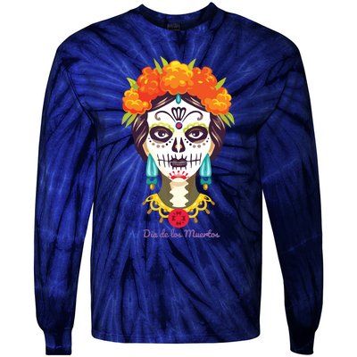 Da De Los Muertos Mexican Day Of Dead Tie-Dye Long Sleeve Shirt