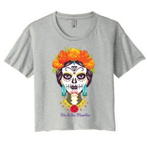 Da De Los Muertos Mexican Day Of Dead Women's Crop Top Tee