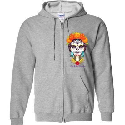 Da De Los Muertos Mexican Day Of Dead Full Zip Hoodie