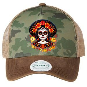 Dia De Los Muertos Day Of The Dead Sugar Skull La Catrina Legacy Tie Dye Trucker Hat