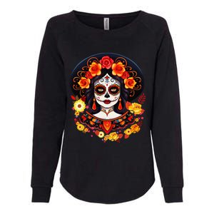 Dia De Los Muertos Day Of The Dead Sugar Skull La Catrina Womens California Wash Sweatshirt