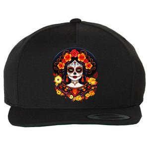 Dia De Los Muertos Day Of The Dead Sugar Skull La Catrina Wool Snapback Cap