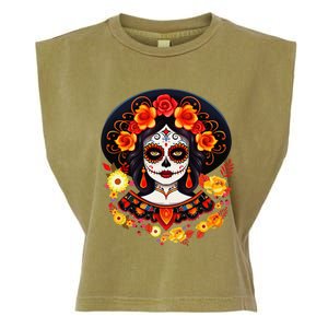 Dia De Los Muertos Day Of The Dead Sugar Skull La Catrina Garment-Dyed Women's Muscle Tee