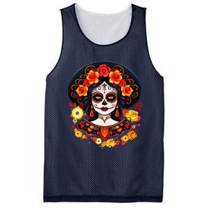 Dia De Los Muertos Day Of The Dead Sugar Skull La Catrina Mesh Reversible Basketball Jersey Tank