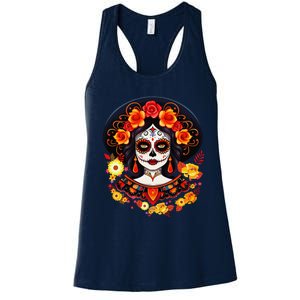 Dia De Los Muertos Day Of The Dead Sugar Skull La Catrina Women's Racerback Tank