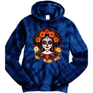 Dia De Los Muertos Day Of The Dead Sugar Skull La Catrina Tie Dye Hoodie