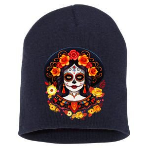 Dia De Los Muertos Day Of The Dead Sugar Skull La Catrina Short Acrylic Beanie