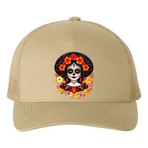 Dia De Los Muertos Day Of The Dead Sugar Skull La Catrina Yupoong Adult 5-Panel Trucker Hat