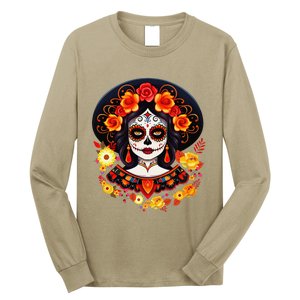 Dia De Los Muertos Day Of The Dead Sugar Skull La Catrina Long Sleeve Shirt