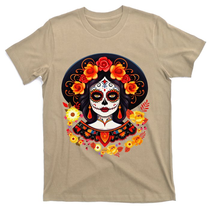 Dia De Los Muertos Day Of The Dead Sugar Skull La Catrina T-Shirt