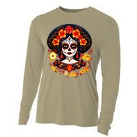 Dia De Los Muertos Day Of The Dead Sugar Skull La Catrina Cooling Performance Long Sleeve Crew