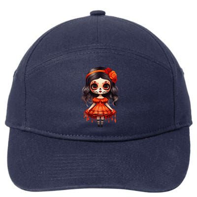 Dia De Los Muertos La Catrina Cute Skeleton Mexican Girl Gift 7-Panel Snapback Hat