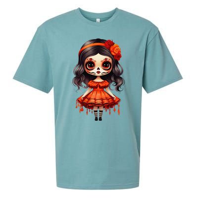 Dia De Los Muertos La Catrina Cute Skeleton Mexican Girl Gift Sueded Cloud Jersey T-Shirt