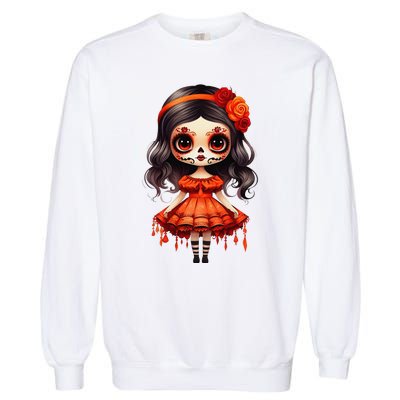 Dia De Los Muertos La Catrina Cute Skeleton Mexican Girl Gift Garment-Dyed Sweatshirt