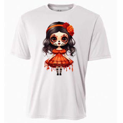 Dia De Los Muertos La Catrina Cute Skeleton Mexican Girl Gift Cooling Performance Crew T-Shirt