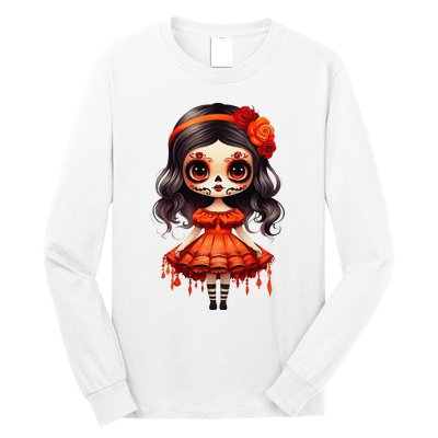 Dia De Los Muertos La Catrina Cute Skeleton Mexican Girl Gift Long Sleeve Shirt