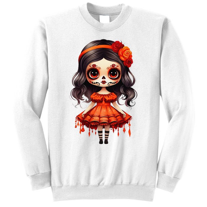 Dia De Los Muertos La Catrina Cute Skeleton Mexican Girl Gift Sweatshirt