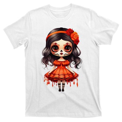 Dia De Los Muertos La Catrina Cute Skeleton Mexican Girl Gift T-Shirt