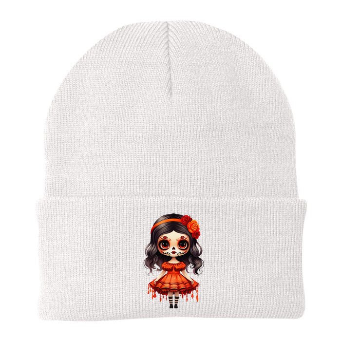 Dia De Los Muertos La Catrina Cute Skeleton Mexican Girl Gift Knit Cap Winter Beanie