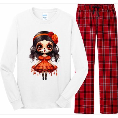 Dia De Los Muertos La Catrina Cute Skeleton Mexican Girl Gift Long Sleeve Pajama Set