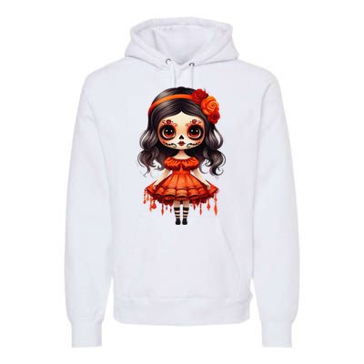 Dia De Los Muertos La Catrina Cute Skeleton Mexican Girl Gift Premium Hoodie