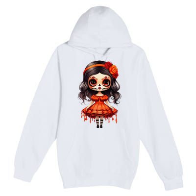 Dia De Los Muertos La Catrina Cute Skeleton Mexican Girl Gift Premium Pullover Hoodie