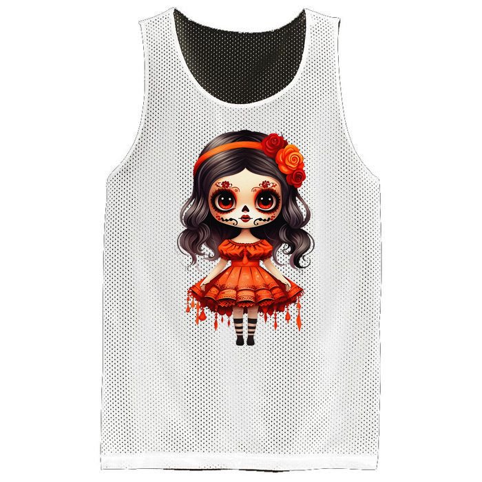 Dia De Los Muertos La Catrina Cute Skeleton Mexican Girl Gift Mesh Reversible Basketball Jersey Tank